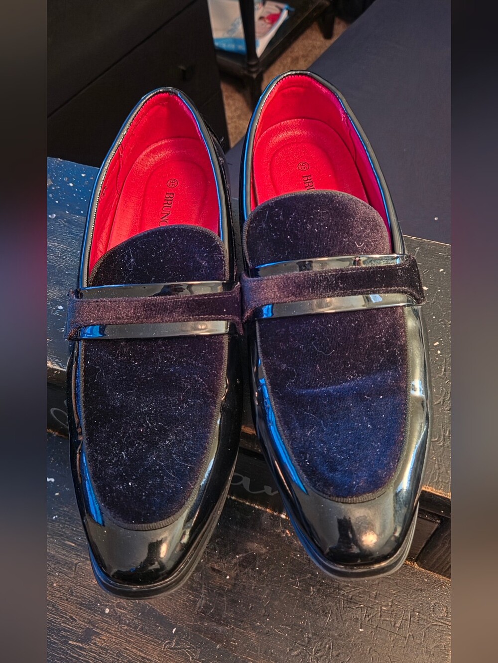 Bruno Marc Velvet/Patent Loafers